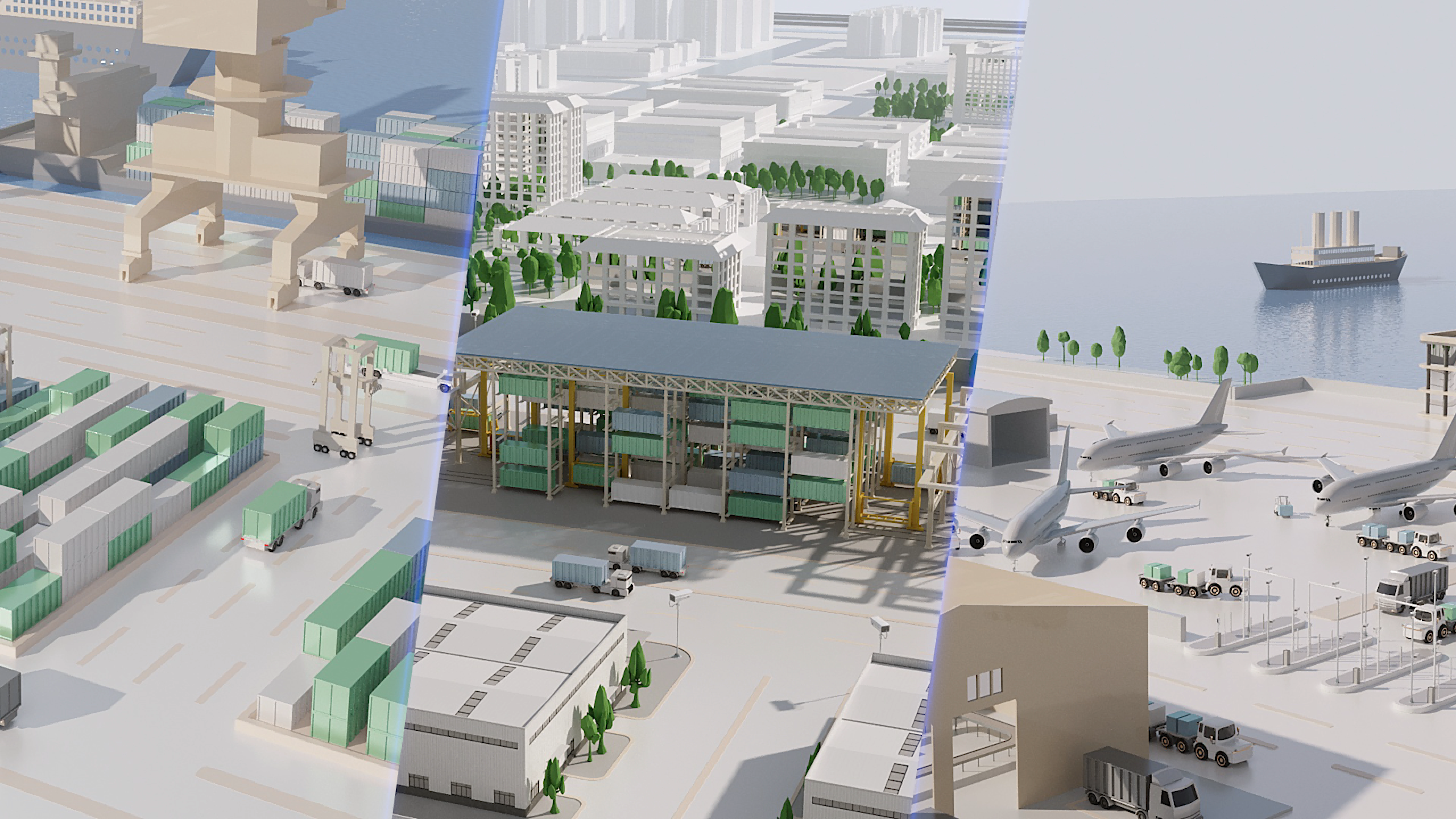 物在不同场景的过站效率：海港、工厂、空港全链路运输，西井科技提供跨场景枢纽间的智能物流调度