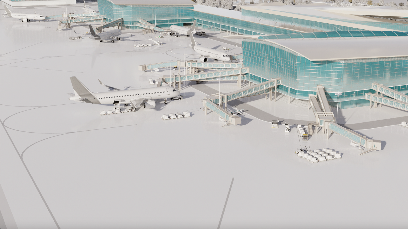 空港货运站俯瞰全景图，展示机坪、货站库区及航空货运作业区整体布局