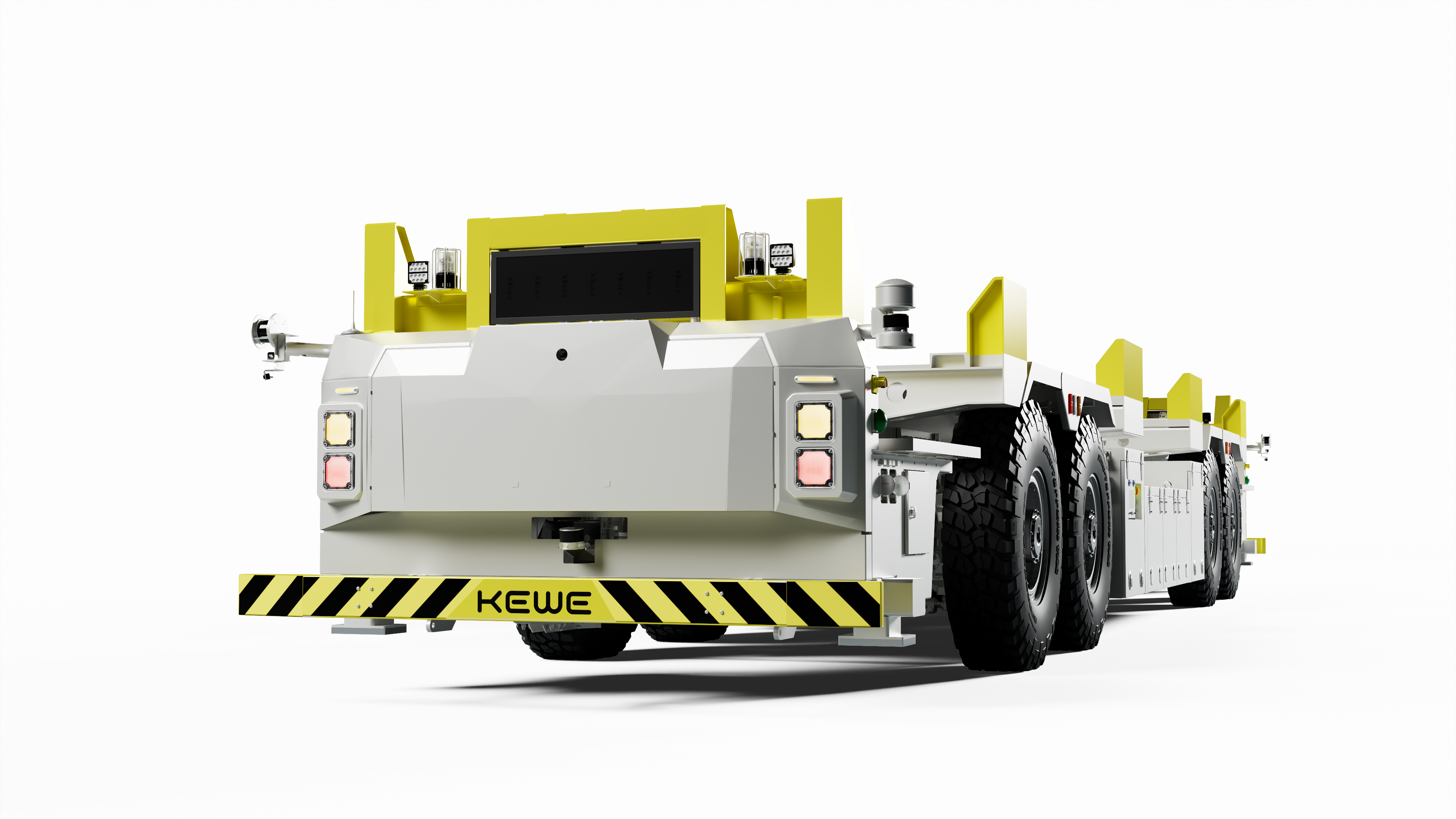 西井科技Q-Chassis无人驾驶重载水平运输车（IGV）渲染图，展示其为海空联运定制的智能运力载体，可实现货物在码头、货站与空侧之间的自动化水平运输